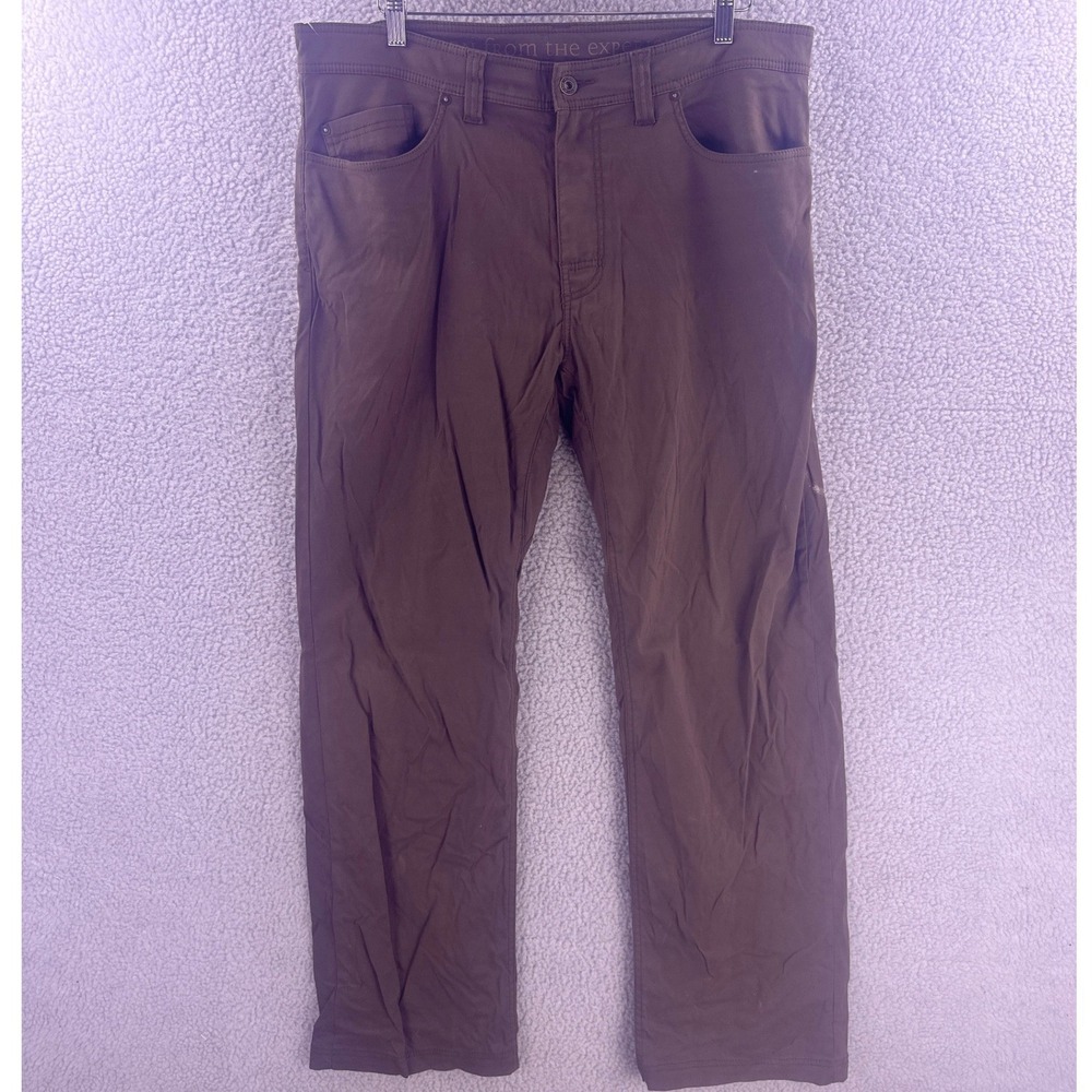 Prana Brion Slim Fit Pants Mens 36x32 Brown Nylon Stretch Outdoor Hiking 9724